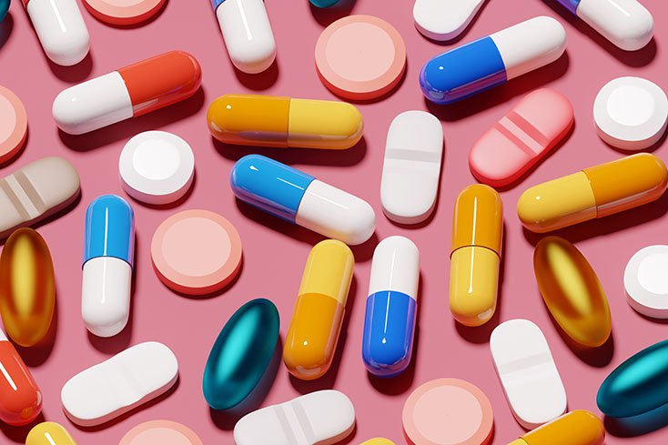 variety of pills and capsules