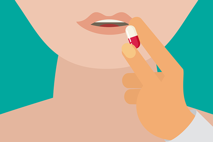 Woman taking medication